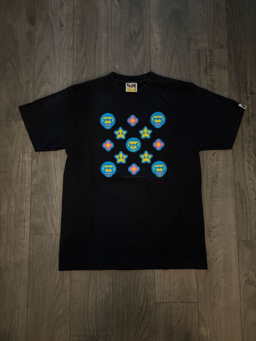 2009 Bape Nigo Black babymilo multi logo Tee